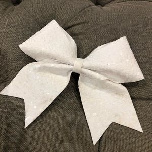 White sparkle cheer bow